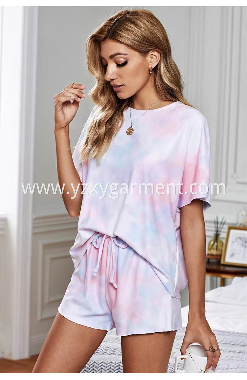 Tie Dye Short Sleeve Pajamas